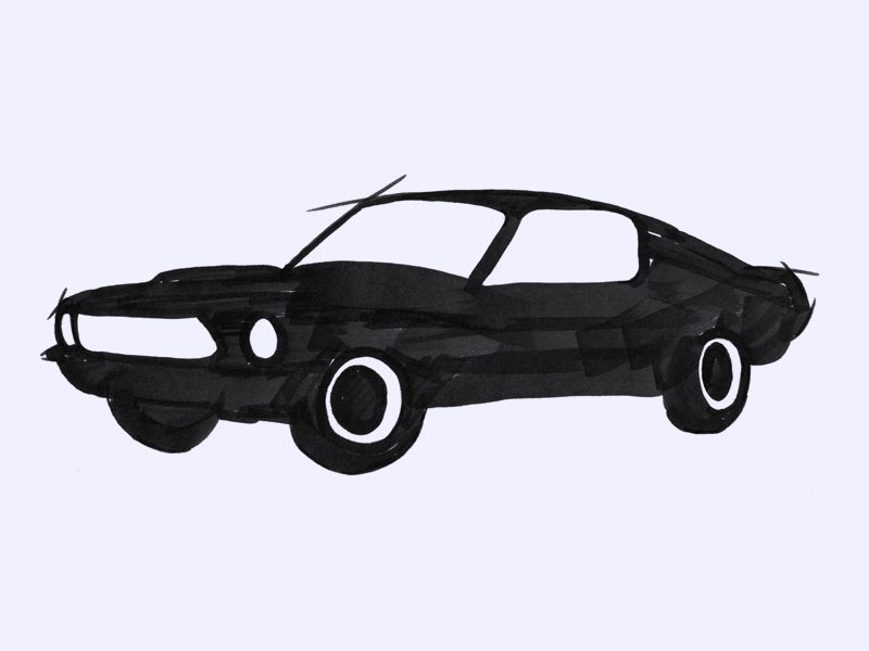 Ford Mustang brush drawing | © AG / 8Js